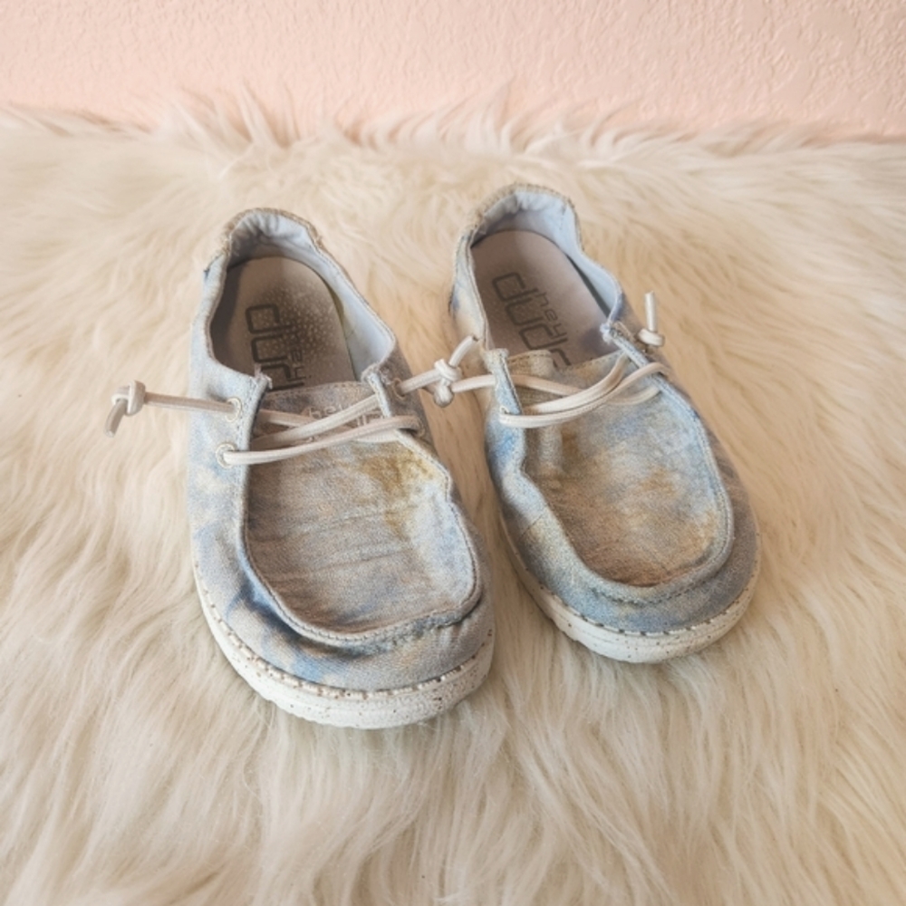 Hey Dude Youth Dawn Blue Tie Dye Casual Unisex Boat Shoes